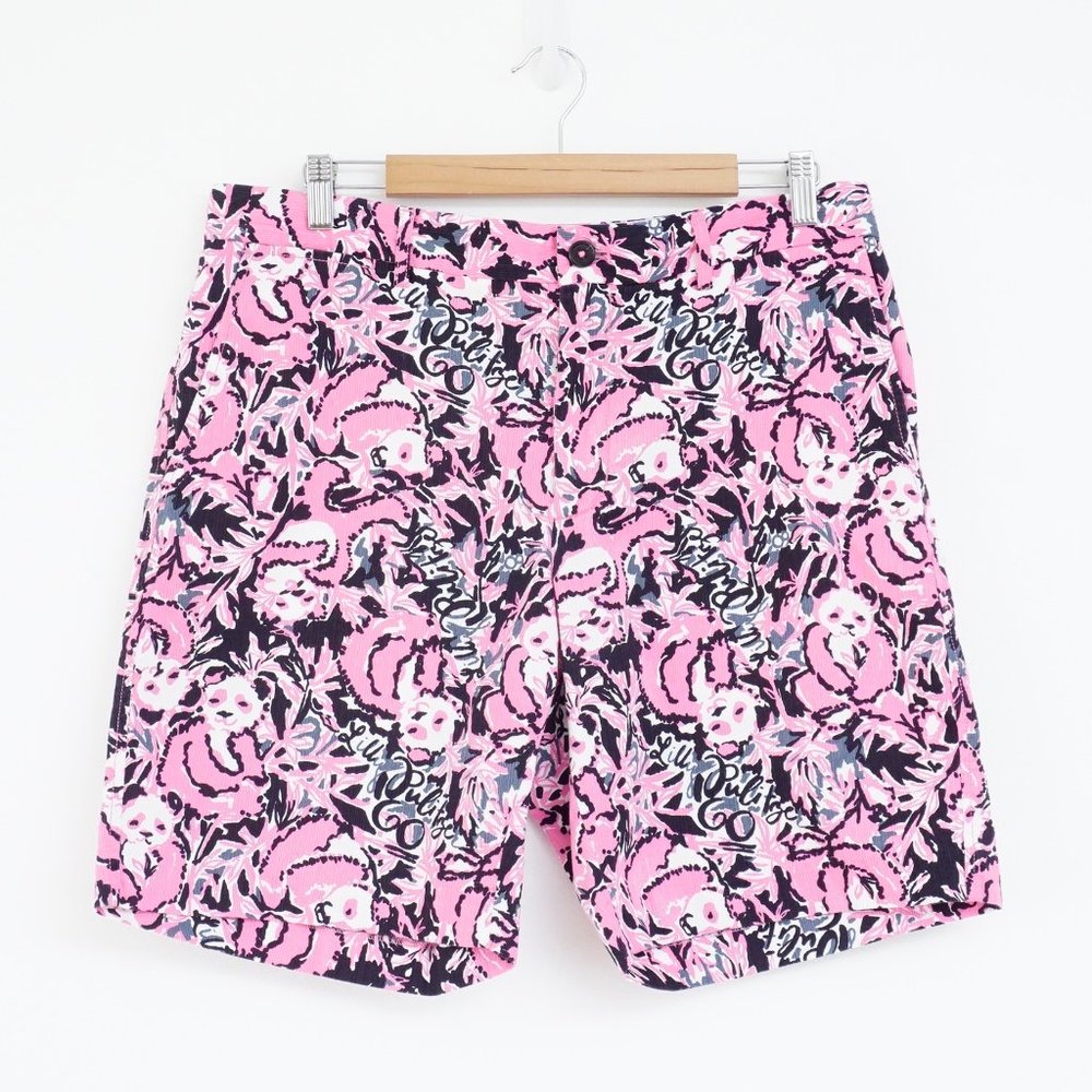 Lilly Pulitzer Pink Floral Print Men’s Flat Front Shorts